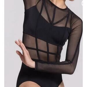 Weissman Intentions Black Cut Out Dance Bodysuit, Child XLC 16-18